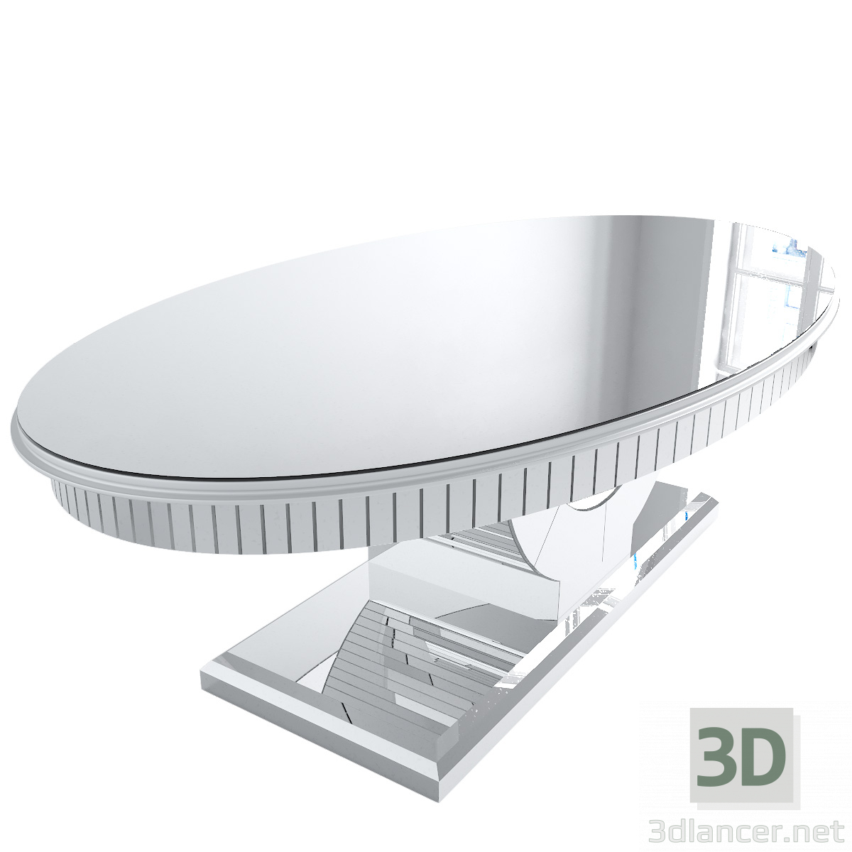 3d Oval Mirrored Dining Table model buy - render 3d Oval Mirrored Dining Table model buy - render