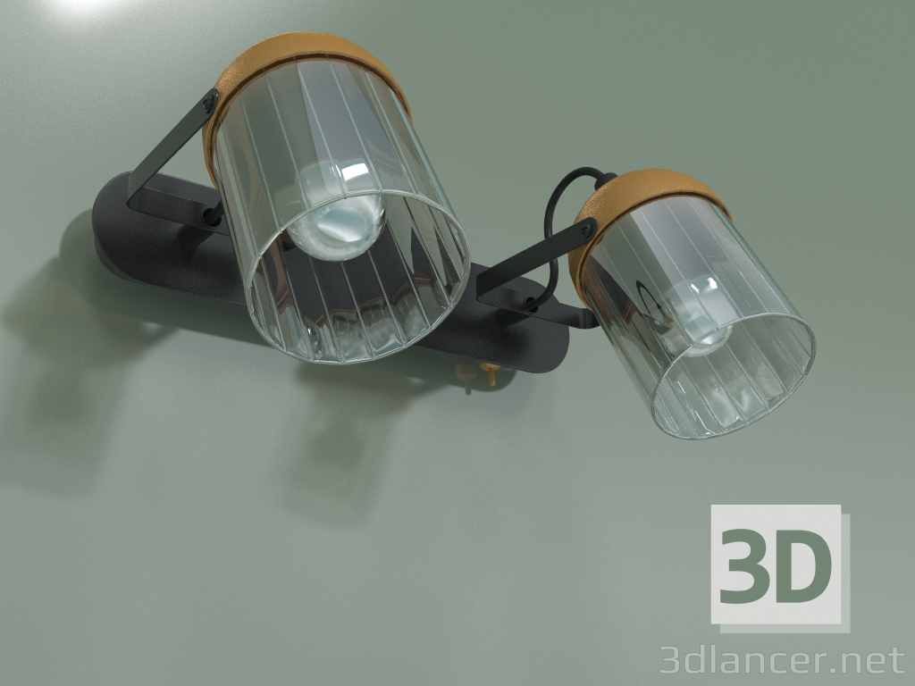 modello 3D Lampada da parete a LED 20122-2 (nero-oro) - anteprima