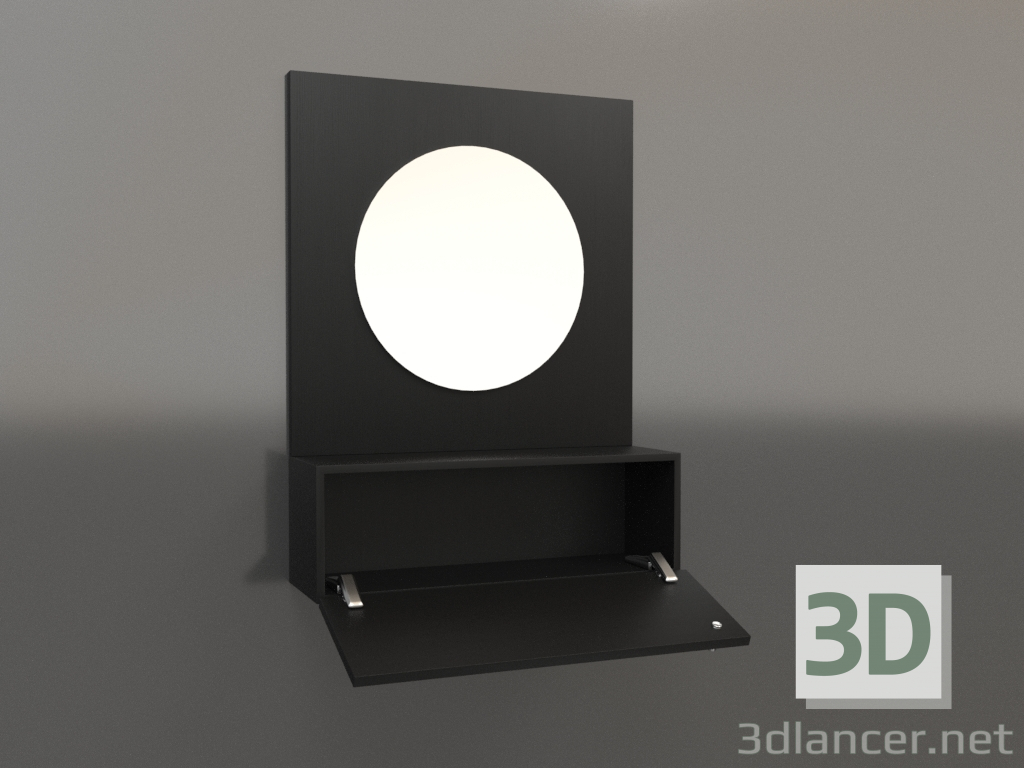 3D Modell Spiegel (mit offener Schublade) ZL 15 (602x200x800, Holz schwarz) - Vorschau