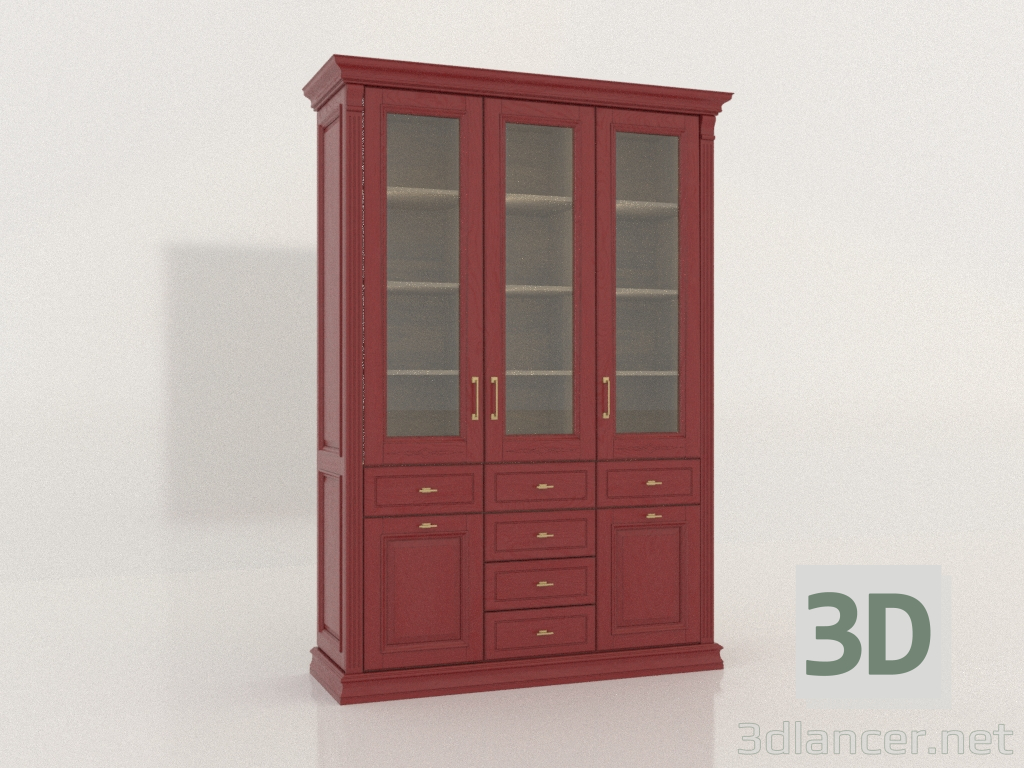3d model Three-door showcase with glass (Chateau) - preview