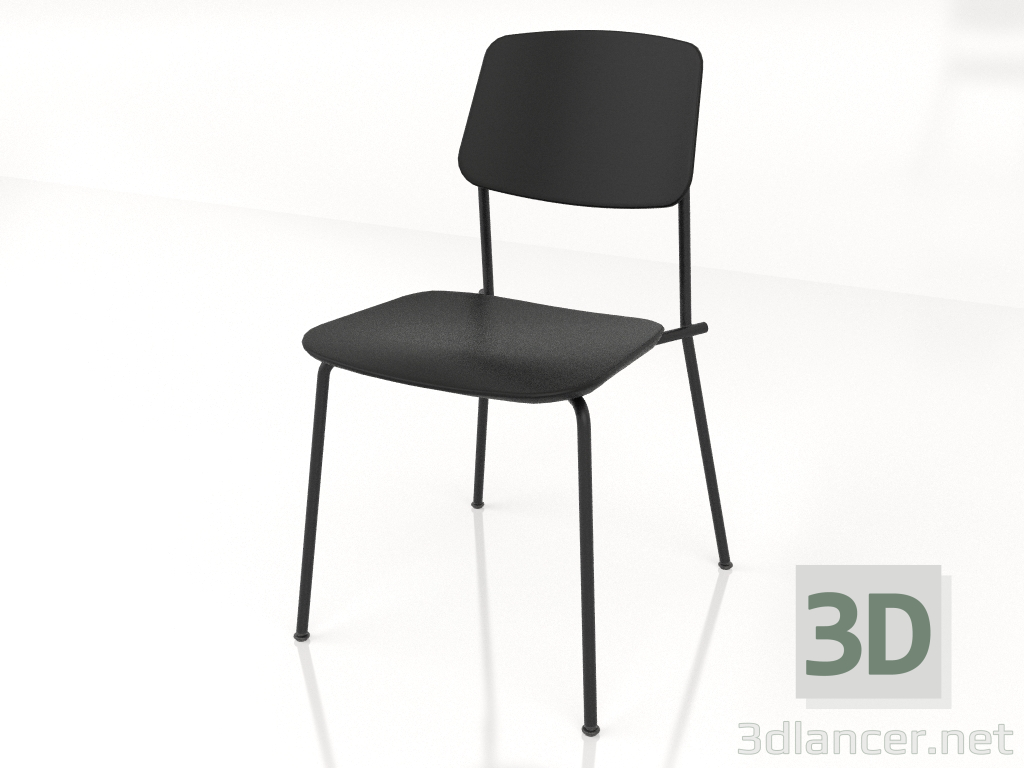 Modelo 3d Cadeira Unstrain com encosto em compensado h81 (compensado preto) - preview