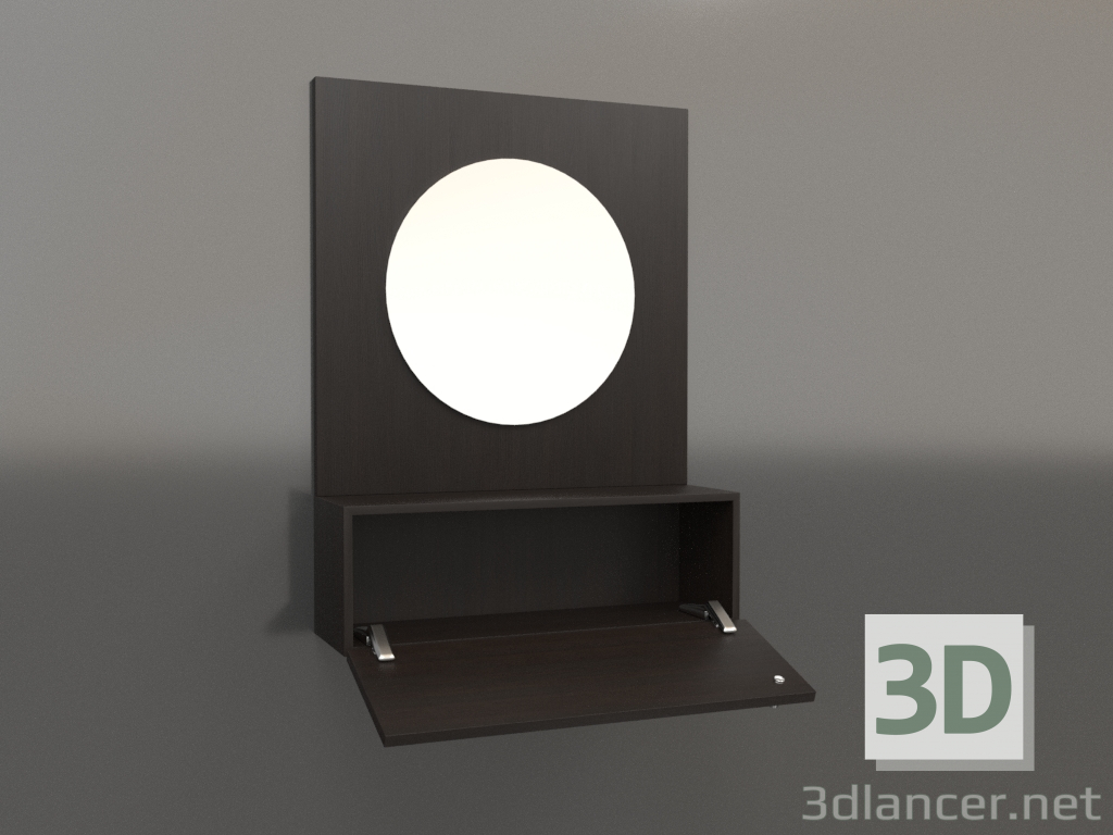 3d model Mirror (with open drawer) ZL 15 (602x200x800, wood brown dark) - preview