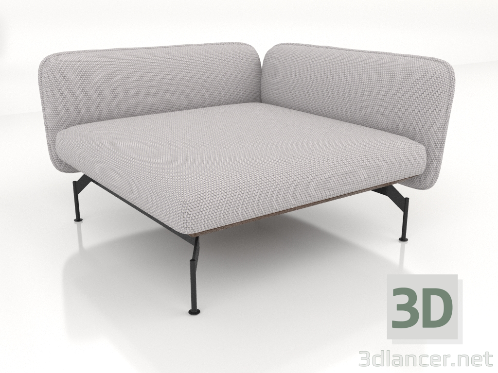 3d model Sofa module 1.5 seater deep with armrest 110 on the right (leather upholstery on the outside) - preview