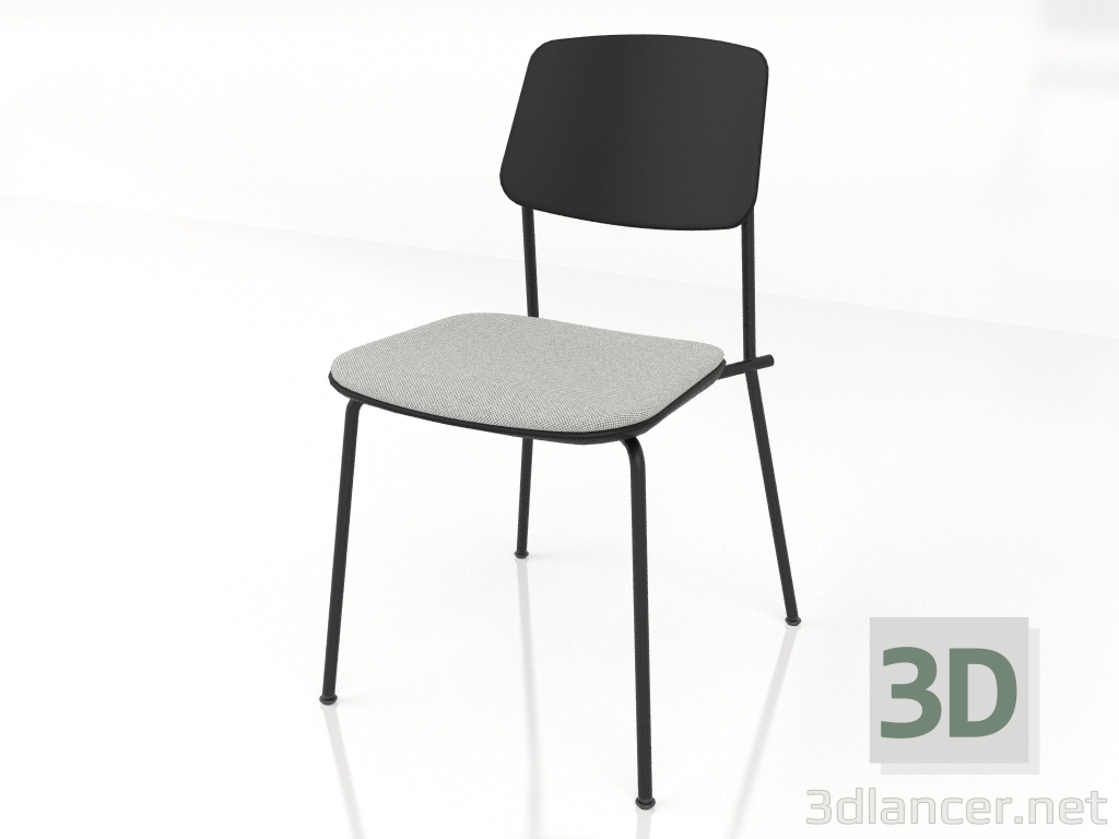 Modelo 3d Cadeira Unstrain com encosto em compensado e almofada de assento h81 (compensado preto) - preview
