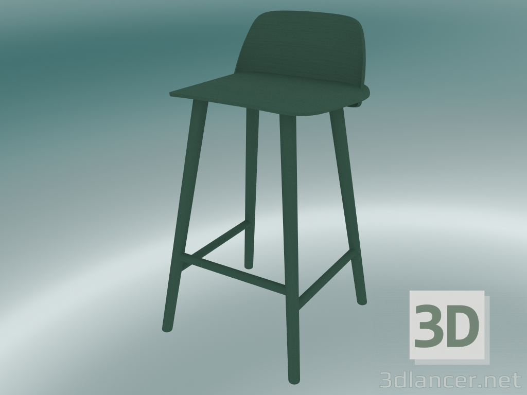 modello 3D Sgabello da bar Nerd (65 cm, Verde scuro) - anteprima