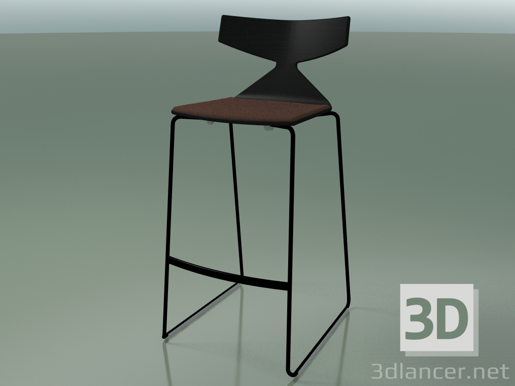3d model Stackable Bar Stool 3713 (with cushion, Black, V39) - preview