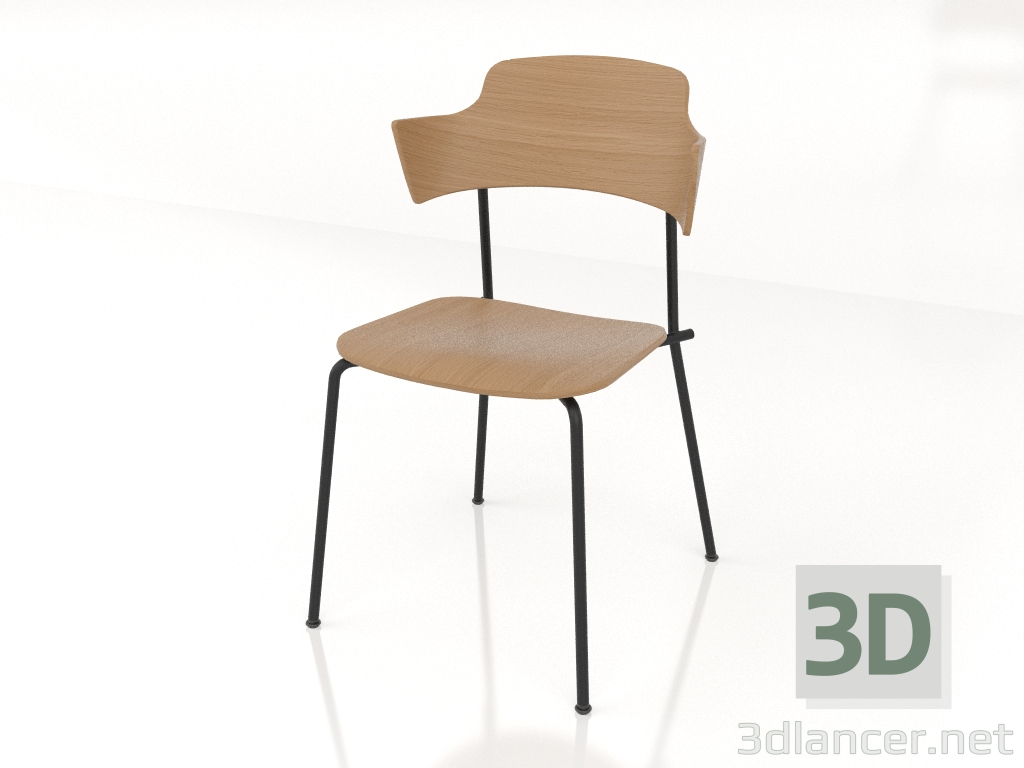 3D modeli Kontrplak sırtlı ve kolçaklı serbest sandalye h81 - önizleme