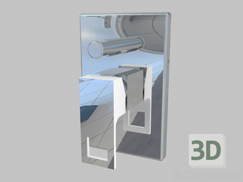 3D Modell Versteckte Duscharmatur mit einem Schalter an der Dusche - Chrom weiß Anemon (BCZ W44P) - Vorschau