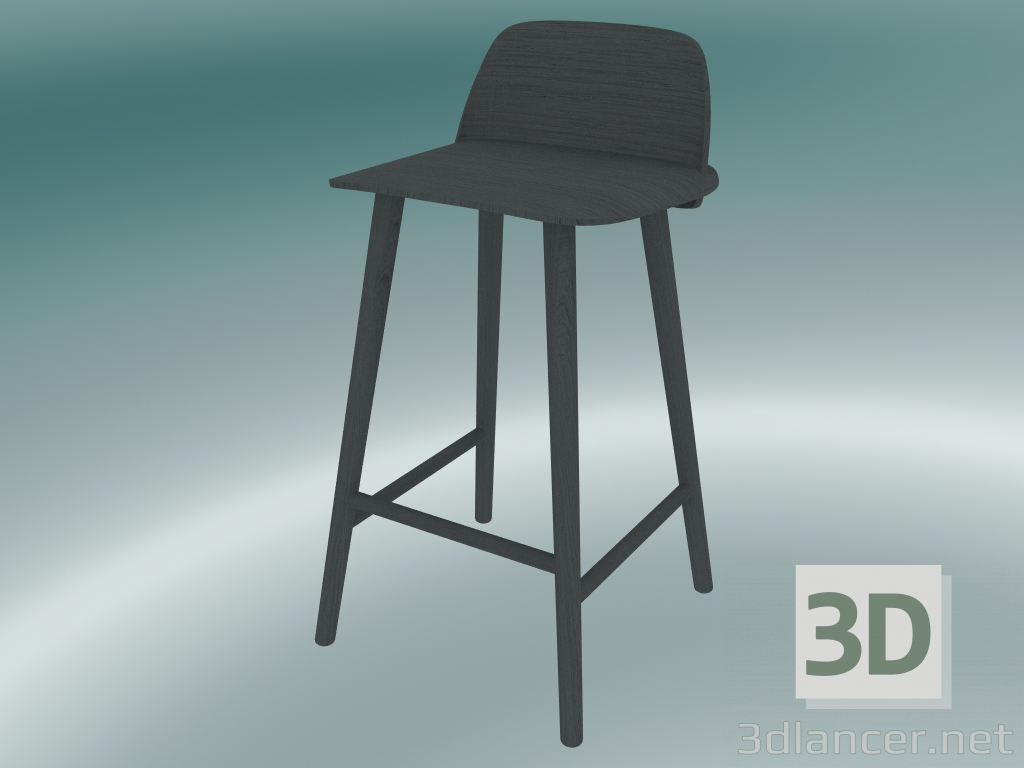 3D modeli Bar taburesi Nerd (65 cm, Koyu Gri) - önizleme