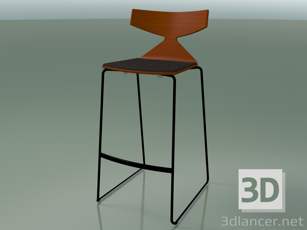 modello 3D Sgabello da bar impilabile 3713 (con cuscino, arancione, V39) - anteprima