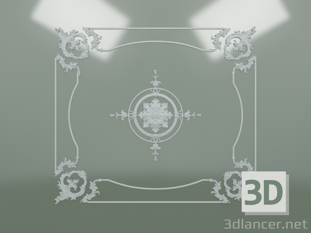 3d model Plaster stucco ceiling composition ND-005 - preview