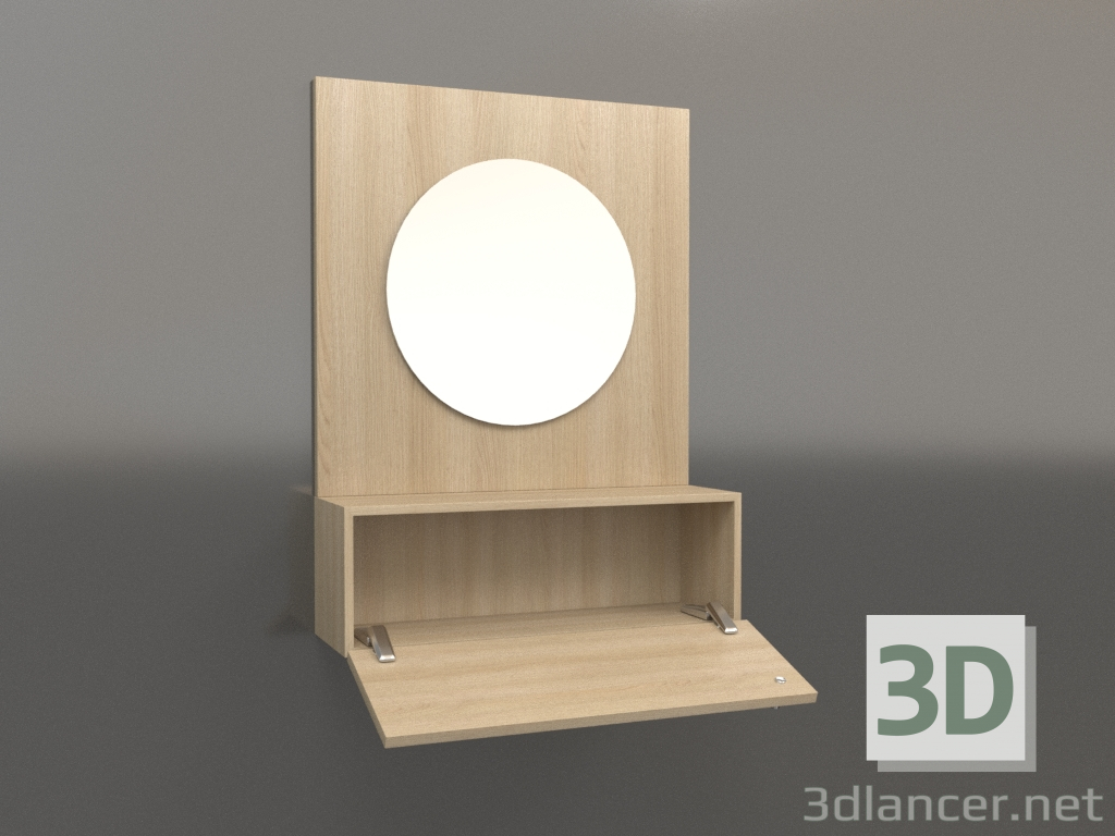 3D Modell Spiegel (mit offener Schublade) ZL 15 (602x200x800, Holz weiß) - Vorschau