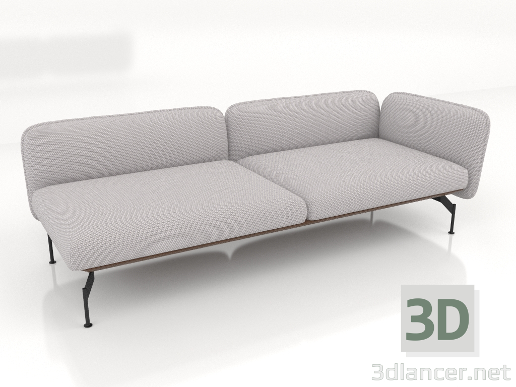 modèle 3D Module canapé 2,5 places avec un accoudoir à droite (revêtement cuir à l'extérieur) - preview