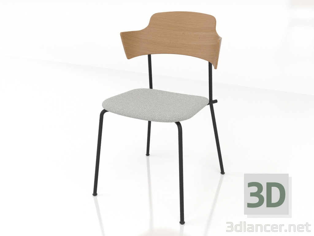 3d model Silla sin tensiones con respaldo, reposabrazos y tapizado de asiento de madera contrachapada h81 - vista previa