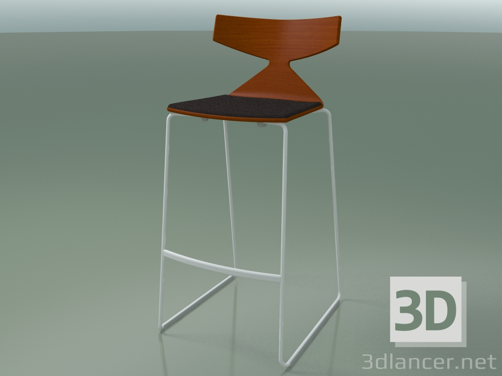 3d model Stackable Bar Stool 3713 (with cushion, Orange, V12) - preview