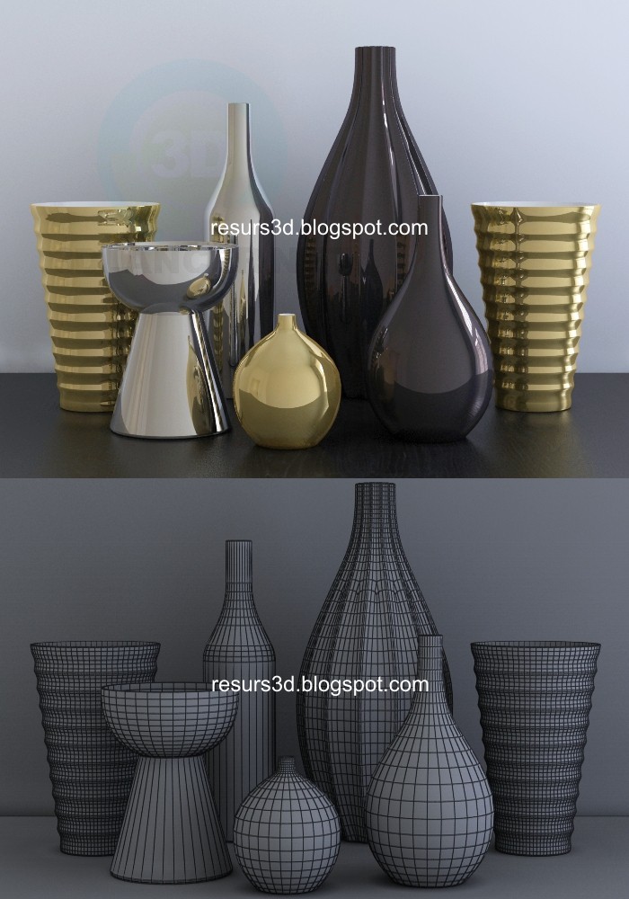 Modelo 3d Vasos - preview