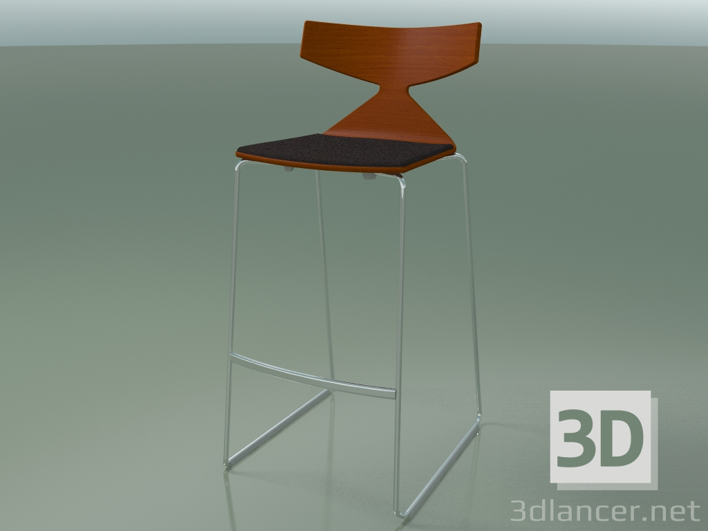 modello 3D Sgabello da bar impilabile 3713 (con cuscino, arancione, CRO) - anteprima