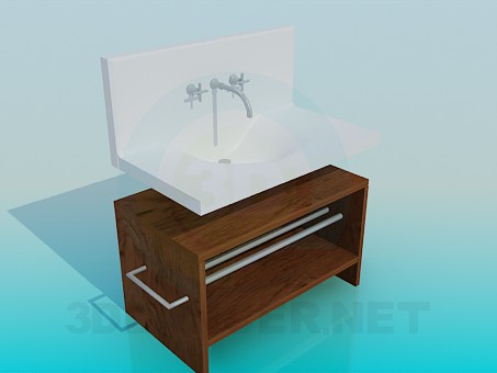 3d модель Умивальник з дерев'яною тумбою – превью 3d модель Умивальник з дерев'яною тумбою – превью