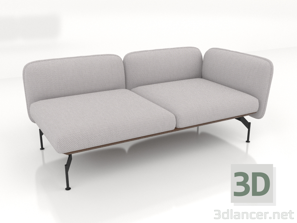 modèle 3D Module canapé 2 places avec accoudoir à droite (revêtement cuir à l'extérieur) - preview
