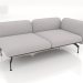 Modelo 3d Módulo de sofá de 2 lugares com apoio de braço à direita (estofamento em couro na parte externa) - preview