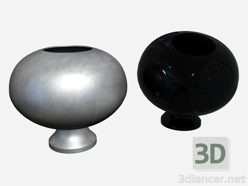 modèle 3D Vase rond pied laque noir Vase (2 variantes) - preview