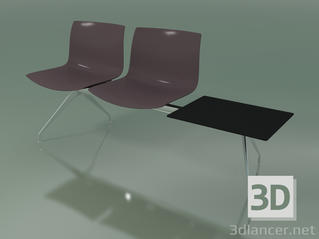 modello 3D Panchina 2036 (doppia, con tavolo, polipropilene PO00404) - anteprima