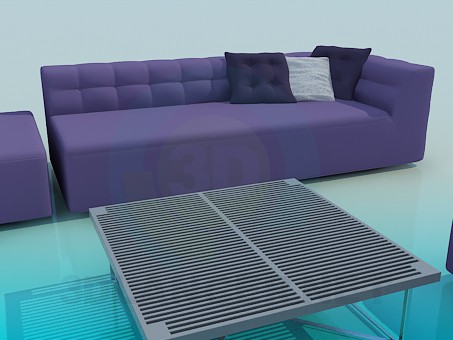 modelo 3D Un conjunto de muebles tapizados con mesa - escuchar modelo 3D Un conjunto de muebles tapizados con mesa - escuchar