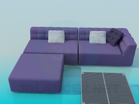 modelo 3D Un conjunto de muebles tapizados con mesa - escuchar modelo 3D Un conjunto de muebles tapizados con mesa - escuchar