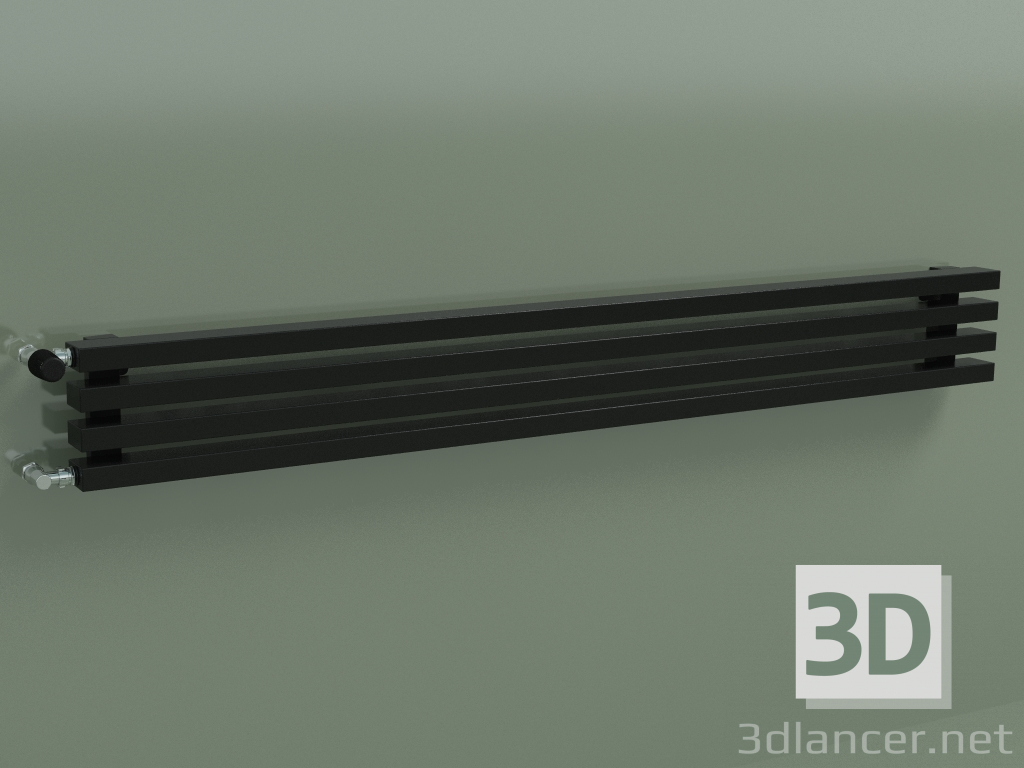 3d model Horizontal radiator RETTA (4 sections 1500 mm 60x30, glossy black) - preview