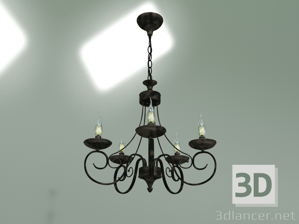 3d model Pendant chandelier 22404-5 (black with gold) - preview