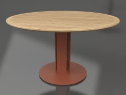 डाइनिंग टेबल Ø130 (टेराकोटा, इरोको लकड़ी)