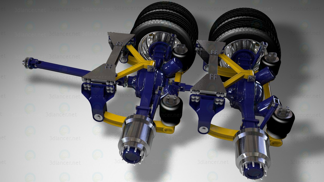modelo 3D Ejes traseros y la línea de conducción camiones - escuchar modelo 3D Ejes traseros y la línea de conducción camiones - escuchar