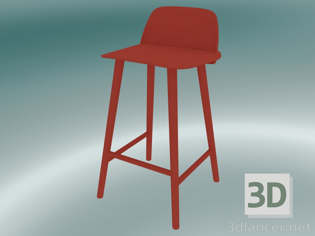 3d model Taburete de bar Nerd (65 cm, rojo) - vista previa
