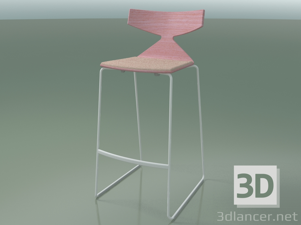 3D Modell Stapelbarer Barhocker 3713 (mit Kissen, Pink, V12) - Vorschau