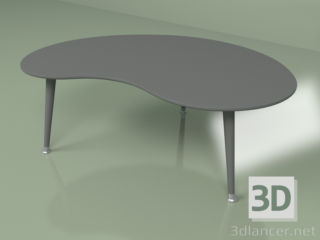 3d model Coffee table Kidney monochrome (dark gray) - preview