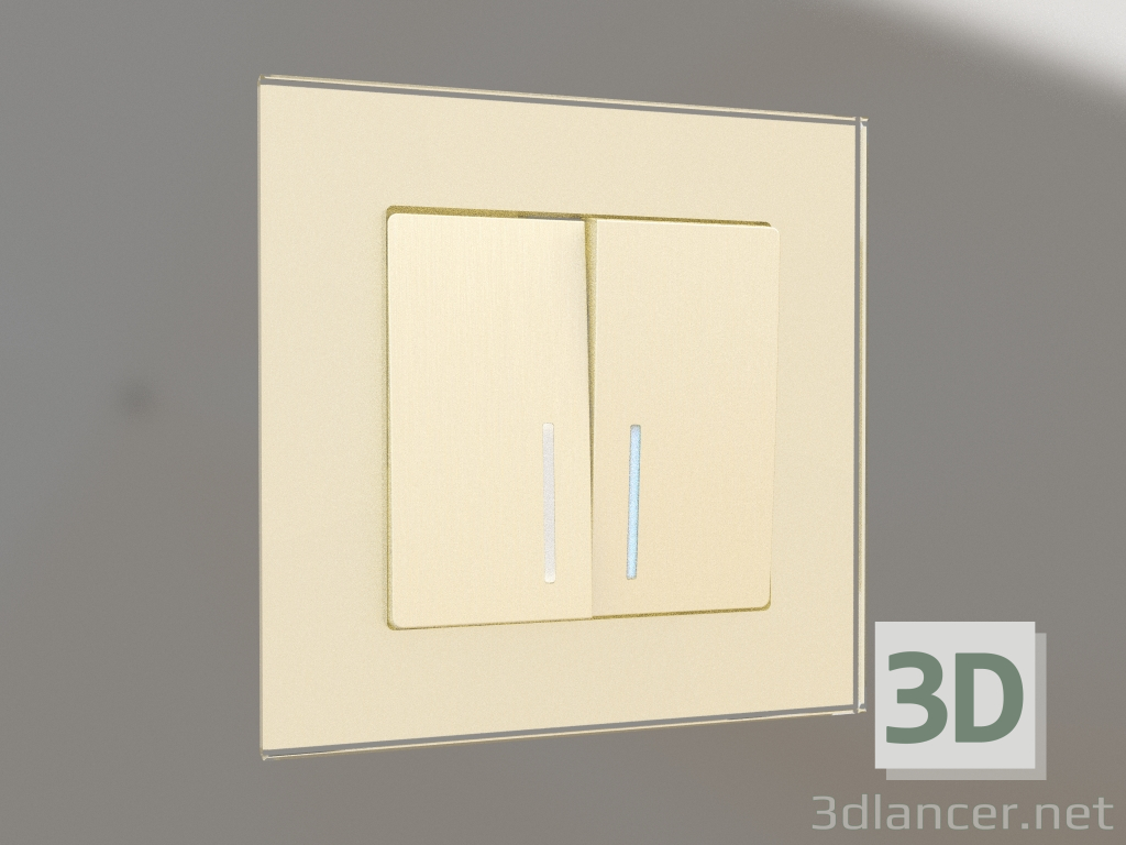 3d model Two-gang switch with backlight (champagne corrugated) - preview