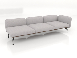 3-seater sofa module with armrest on the right (leather upholstery on the outside)