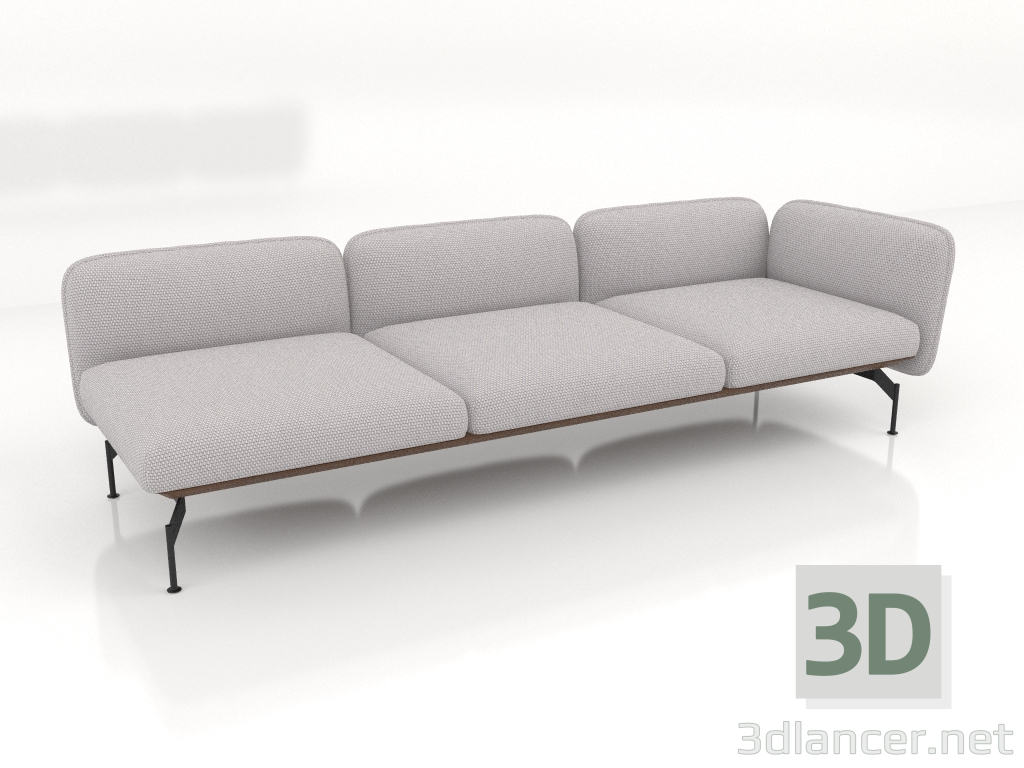 3d model Módulo sofá de 3 plazas con reposabrazos a la derecha (tapizado exterior de piel) - vista previa