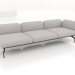 Modelo 3d Módulo de sofá de 3 lugares com apoio de braço à direita (estofamento em couro na parte externa) - preview