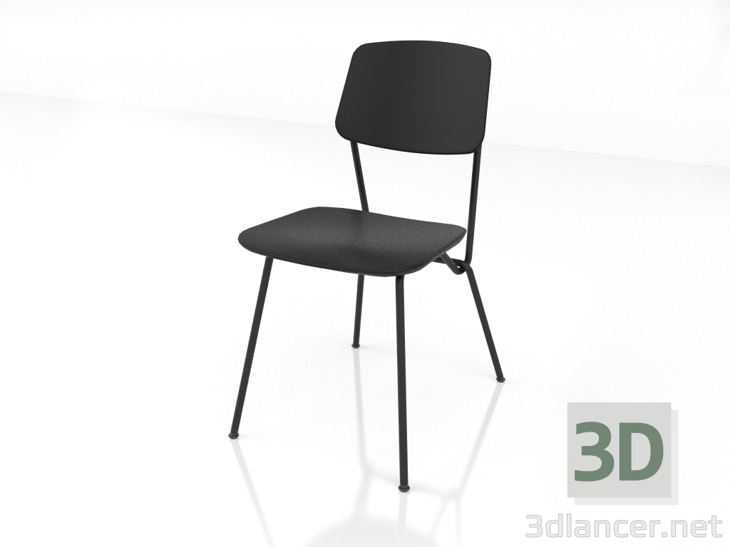 modello 3D Sedia Strain con schienale in compensato h81 (compensato nero) - anteprima