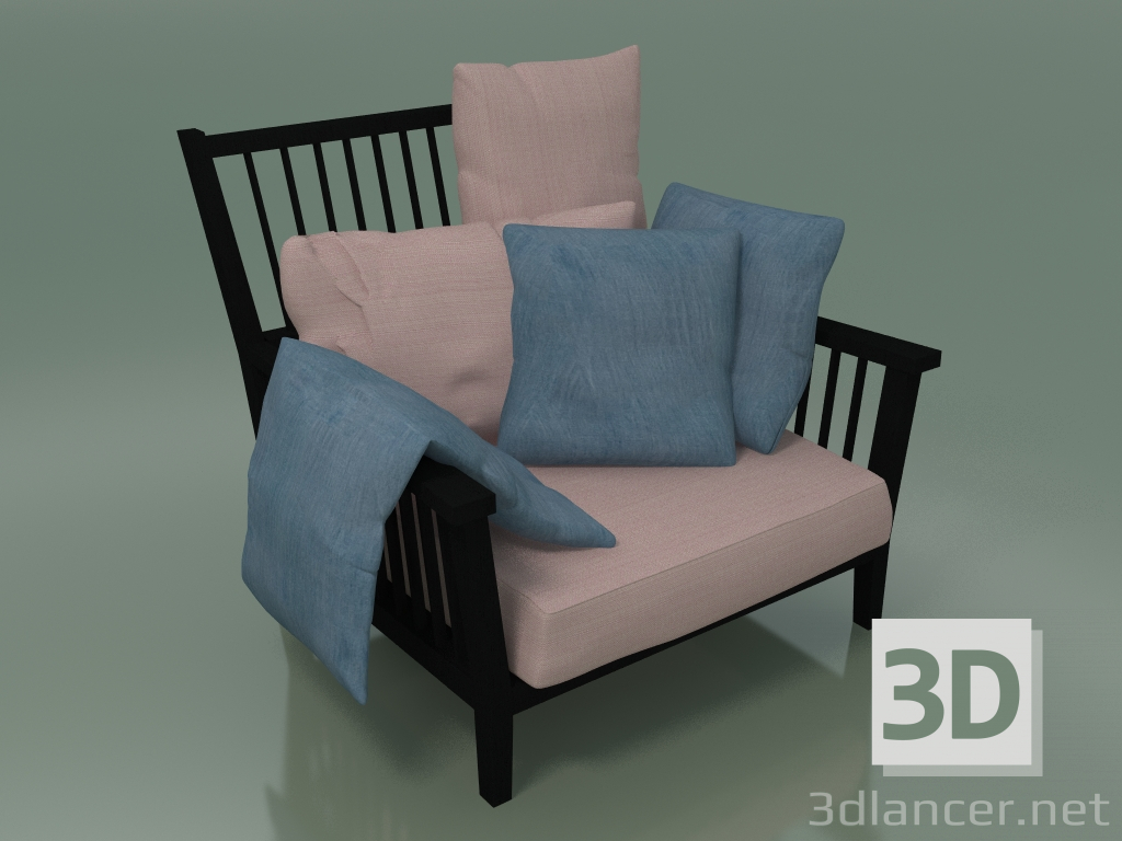 3d model Lounge Chair (01, Black) - preview