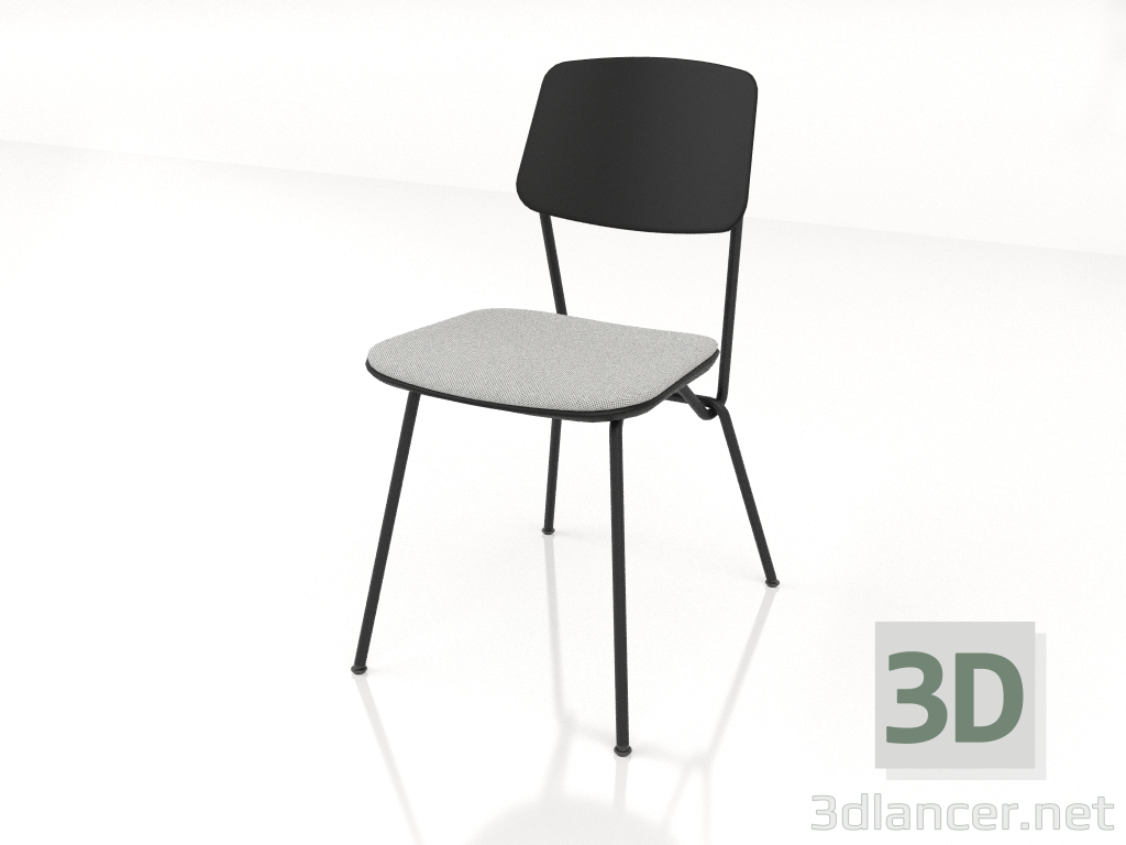 3d model Strain chair with plywood back and seat cushion h81 (black plywood) - preview
