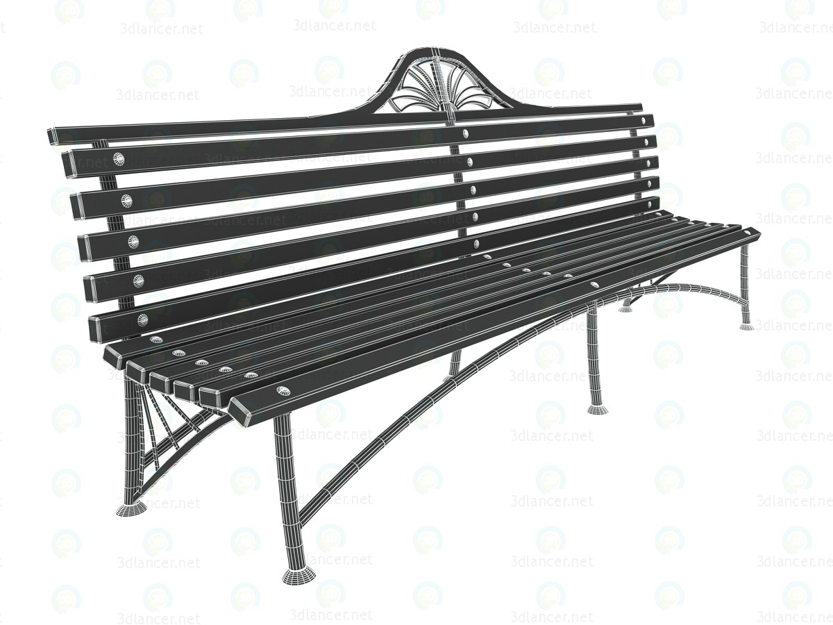 3d Park bench model buy - render 3d Park bench model buy - render