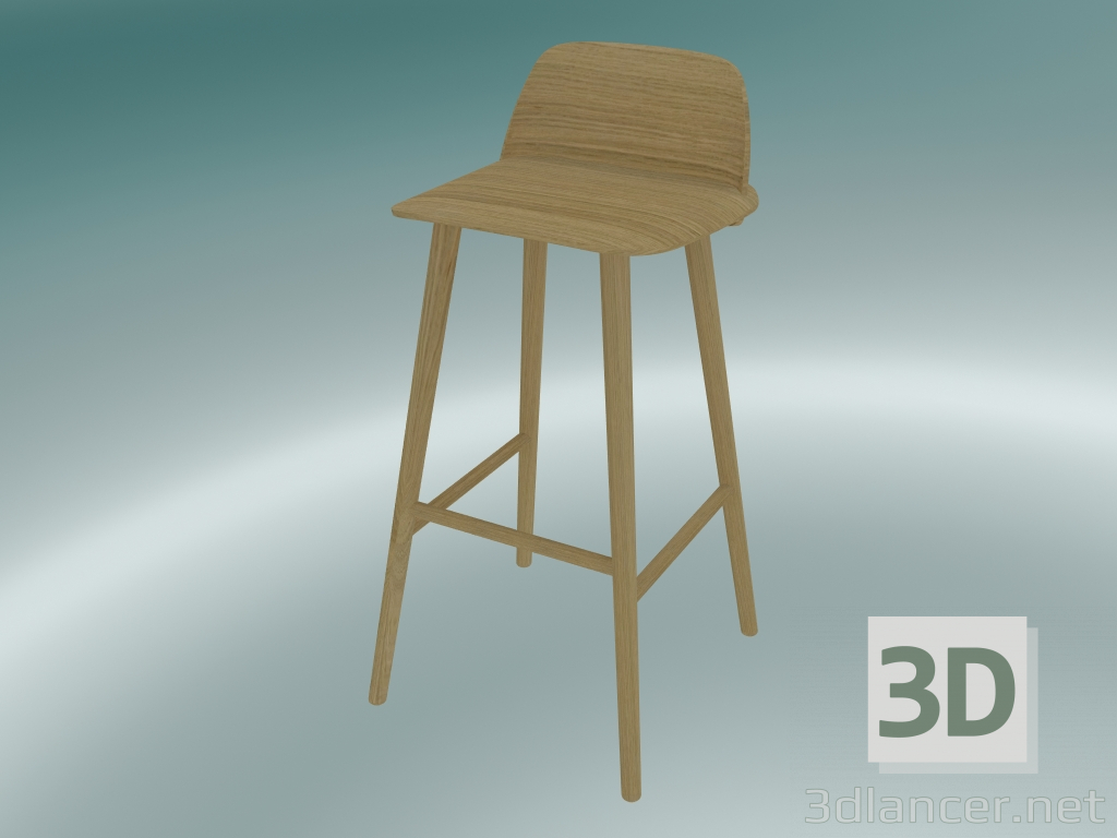 3D modeli Bar taburesi Nerd (75 cm, Meşe) - önizleme
