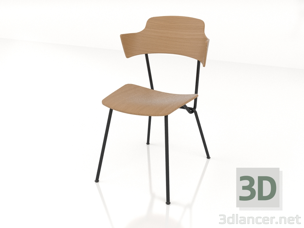 modèle 3D Chaise Strain avec dossier et accoudoirs en contreplaqué h81 - preview