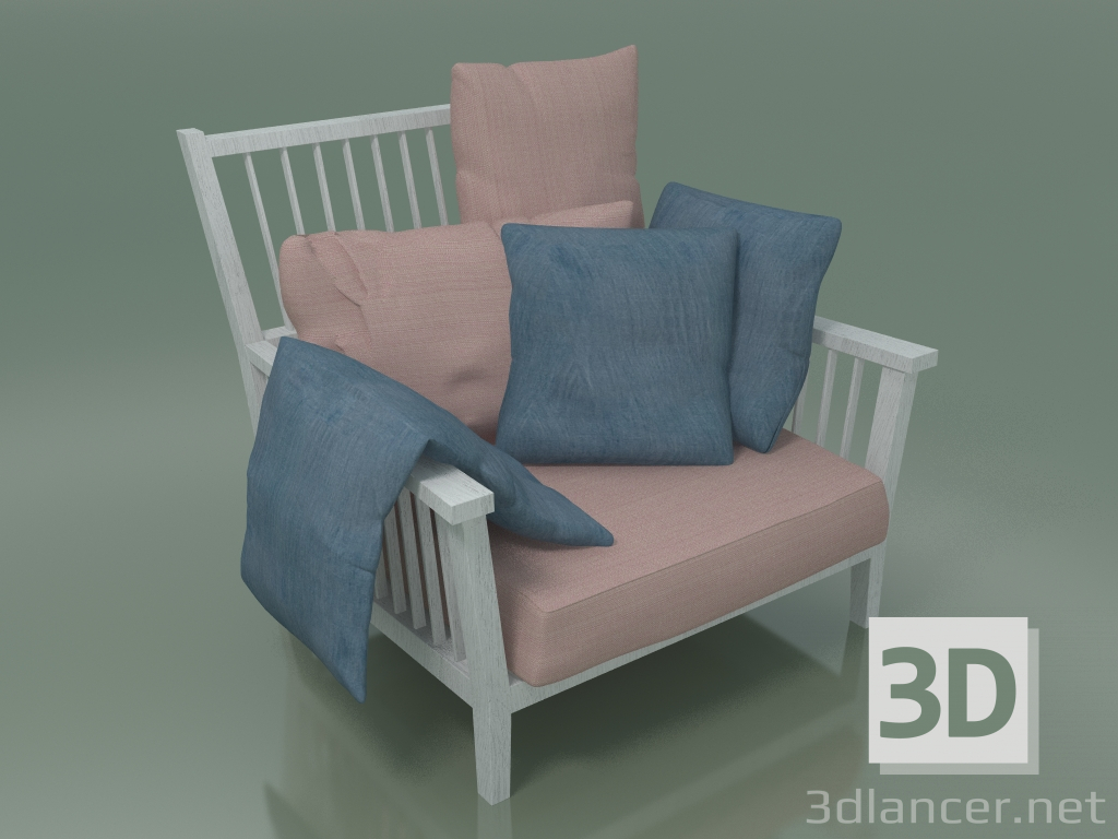Modelo 3d Cadeira de sala de estar (01, branca) - preview