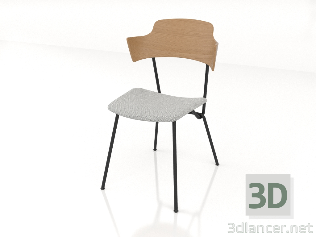 3d model Silla Strain con respaldo, reposabrazos y tapizado de asiento de madera contrachapada h81 - vista previa