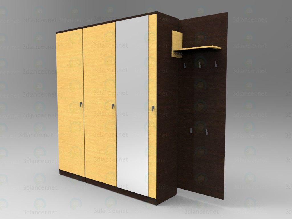 3d модель Шкафы для прихожей с вешалкой – превью