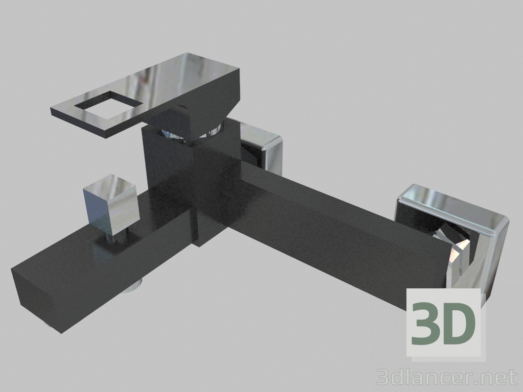 modello 3D Miscelatore vasca a parete senza set doccia - cromato nero Anemon (BCZ B100) - anteprima
