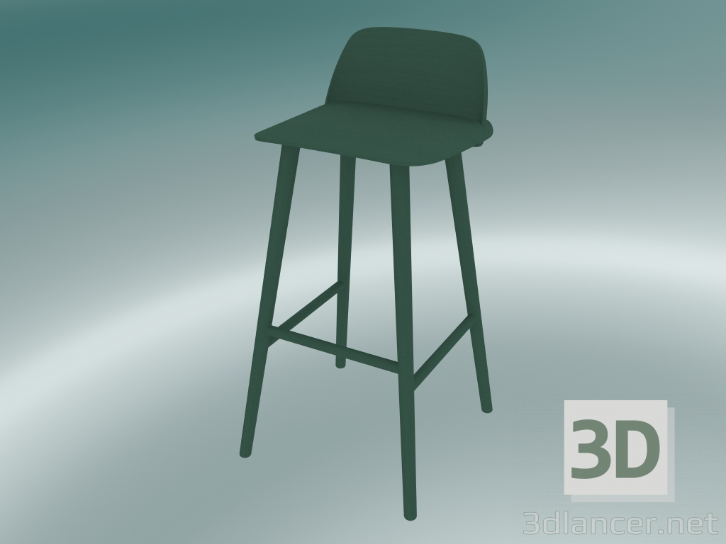 modello 3D Sgabello da bar Nerd (75 cm, Verde scuro) - anteprima